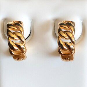 14kt Yellow Gold Plated Cuban Chain Link Hoops